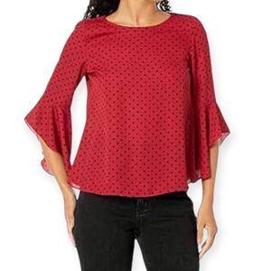 W5 CORAL TEXTURED DOT BLOUSE SZ.M EUC